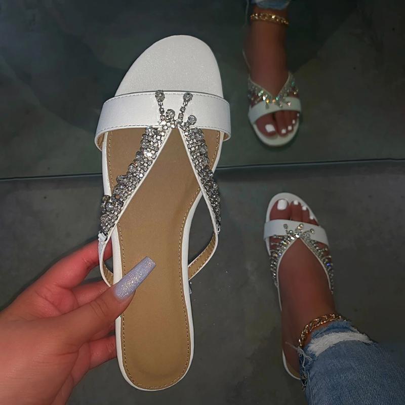 Women Rhinestone Slipper Summer Sandals Fashion Pu Leather Bling Slippers Open Toe Beach Comfy Flat Sandals Outside Slides Mujer, Black
Women Rhinestone Slipper Summer Sandals Fashion Pu Leather Bling Slippers Open Toe Beach Comfy Flat Sandals Outside Slides Mujer, Black