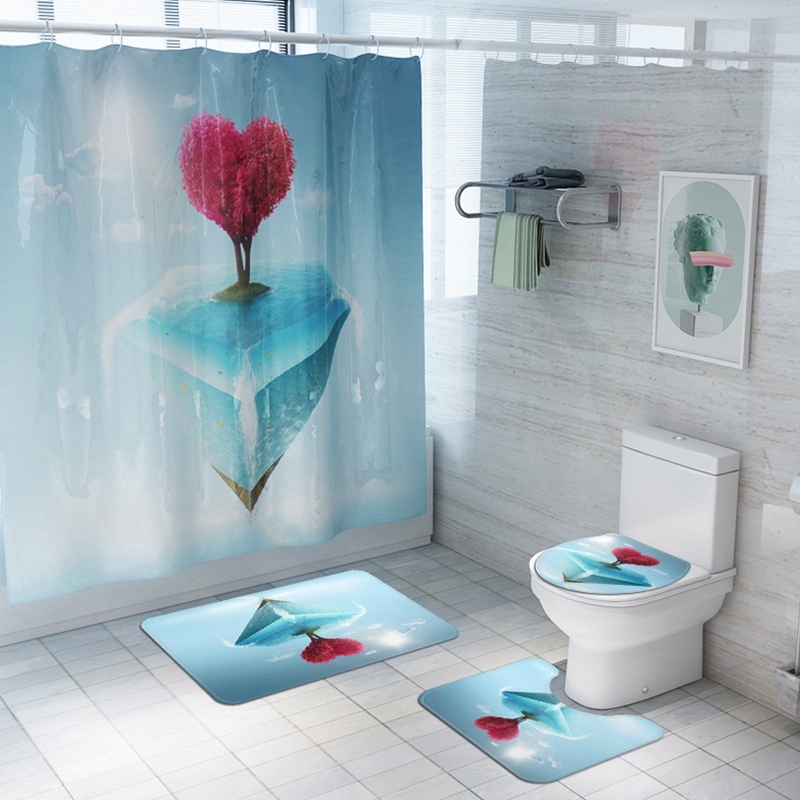 Bathroom Shower Curtain Set Waterproof Bath Curtain Toilet Cover Mat Non-Slip Bathroom Rug
Bathroom Shower Curtain Set Waterproof Bath Curtain Toilet Cover Mat Non-Slip Bathroom Rug
