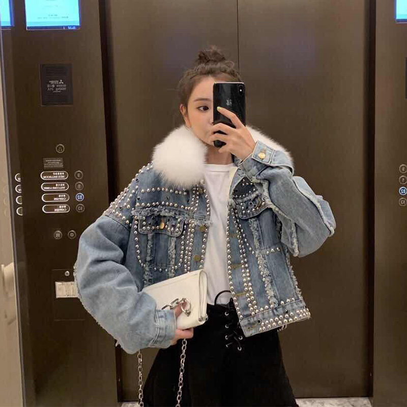 Top Quality 2020 New Jeans jacket 90% White Duck Down Jackets Hand Studded Rivet Denim Coats Female Loose Warm Short Streetwear, Black
Top Quality 2020 New Jeans jacket 90% White Duck Down Jackets Hand Studded Rivet Denim Coats Female Loose Warm Short Streetwear, Black