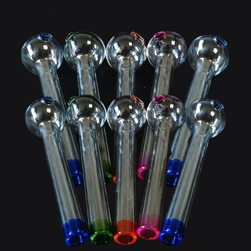 Handwork Mini Smoking Hand Pipes Thick Glass Pipe Oil Colorful Pipes Pyrex Glass Oil Burner Pipe Random color