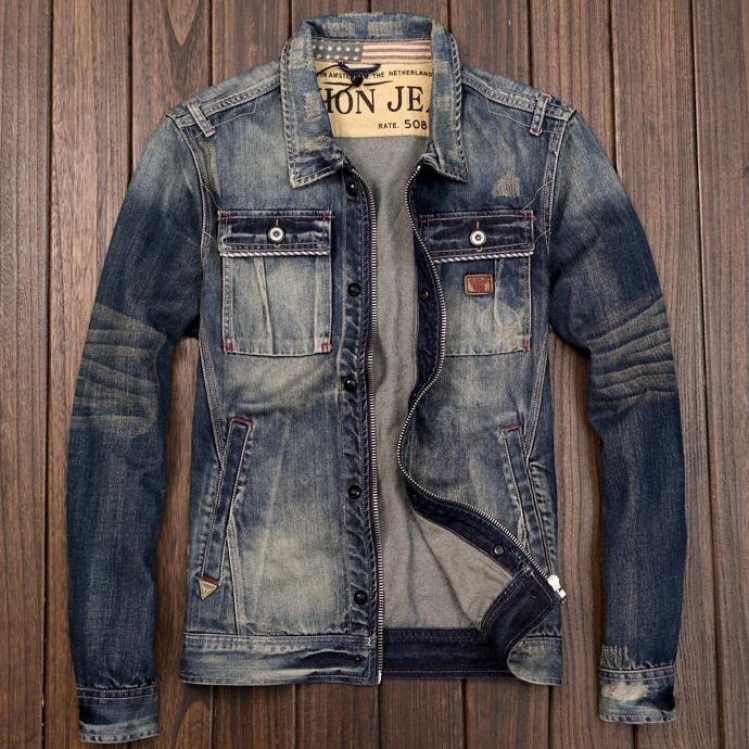 Men's motorcycle denim jacket Slim retro denim jacket spring and autumn, Blue
Men's motorcycle denim jacket Slim retro denim jacket spring and autumn, Blue