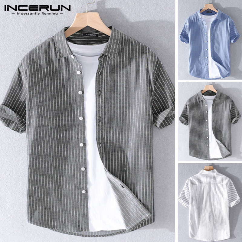 Summer Men Striped Shirt Brand 2020 Short Sleeve Turn Down Collar Blouse Harajuku Casual Streetwear Camisa Masculina INCERUN 7, Black
Summer Men Striped Shirt Brand 2020 Short Sleeve Turn Down Collar Blouse Harajuku Casual Streetwear Camisa Masculina INCERUN 7, Black