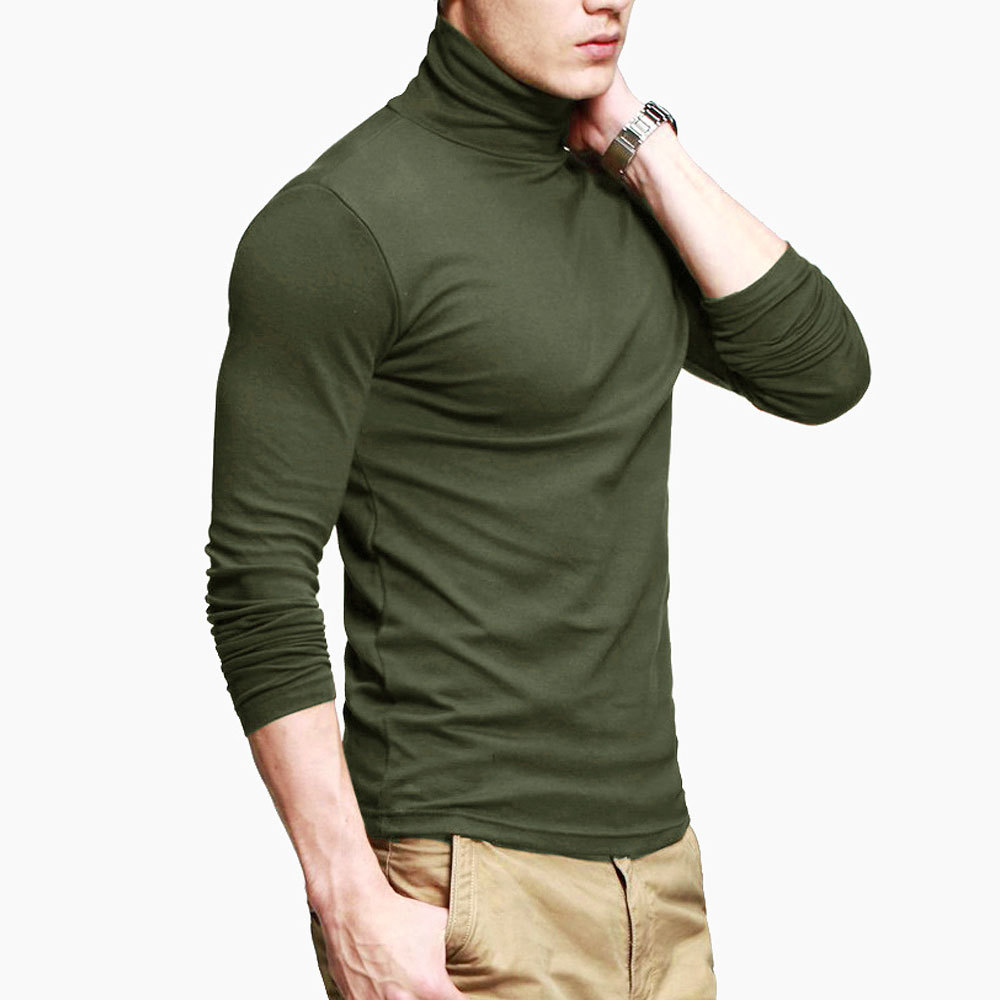 2020 New Men fashion t shirt tees Slim Tops Male stretch t-shirt turtleneck long sleeve Tee Shirts High collar Men's cotton Tees CX200711