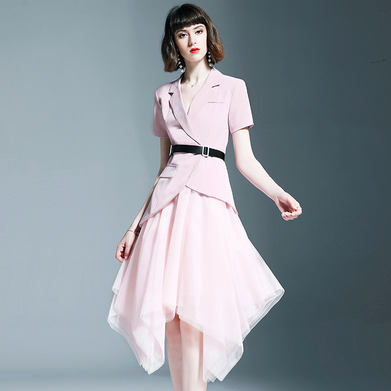 2 Piece Set High End Women Suit Belt Short Sleeve Pink Suit Shirt Tops and Mesh Skirts Crop Top and Skirt Two Piece Set Vestidos, Black
2 Piece Set High End Women Suit Belt Short Sleeve Pink Suit Shirt Tops and Mesh Skirts Crop Top and Skirt Two Piece Set Vestidos, Black