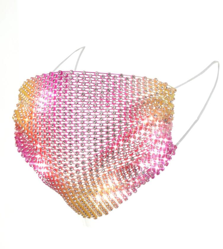 Glitter Crystal Mesh Mouth Face Mask Rhinestone Hollowout Masks Women Decor Night Club party Dance Decor Face Cover
