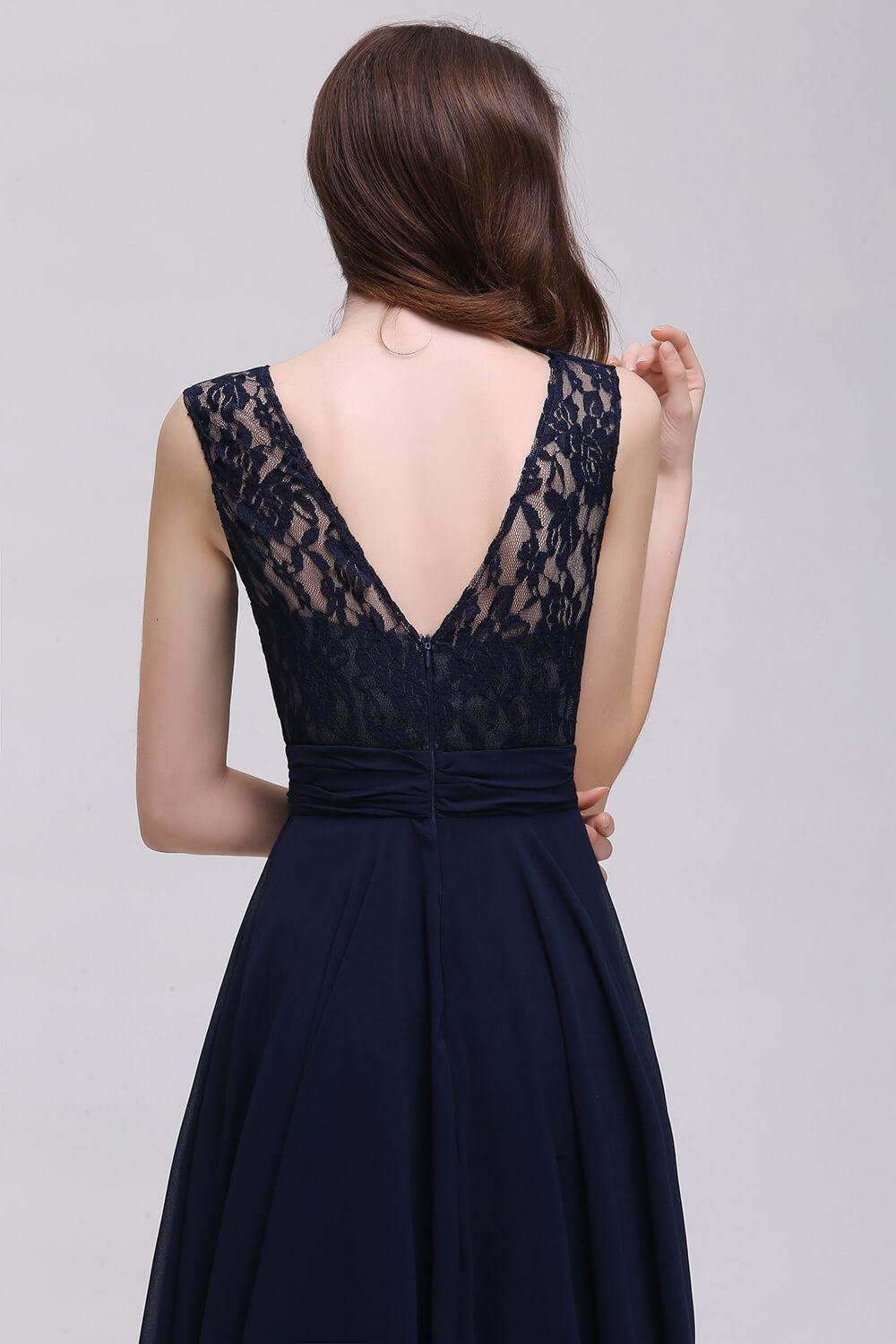 US Warehouse Plus Size Lace Chiffon Evening Dresses 2020 Charming Short Sleeve A Line Prom Party Dresses Boutique Occasion Dresses CPS522