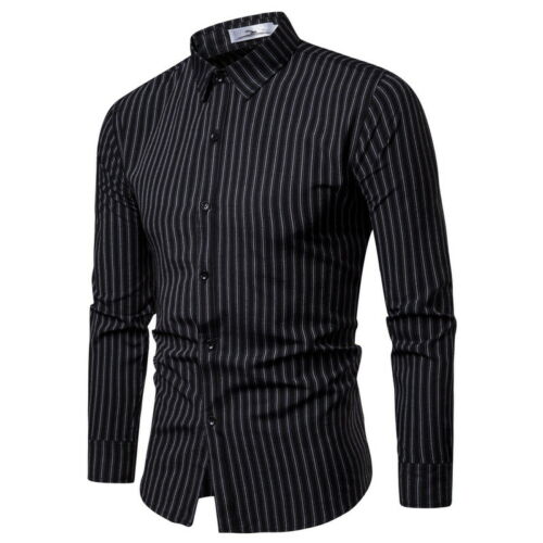 New Fashion Luxury Men's Slim Fit Shirt Long Sleeve Stylish Striped Casual Dress Shirts Outwear Plus Size, Black
New Fashion Luxury Men's Slim Fit Shirt Long Sleeve Stylish Striped Casual Dress Shirts Outwear Plus Size, Black