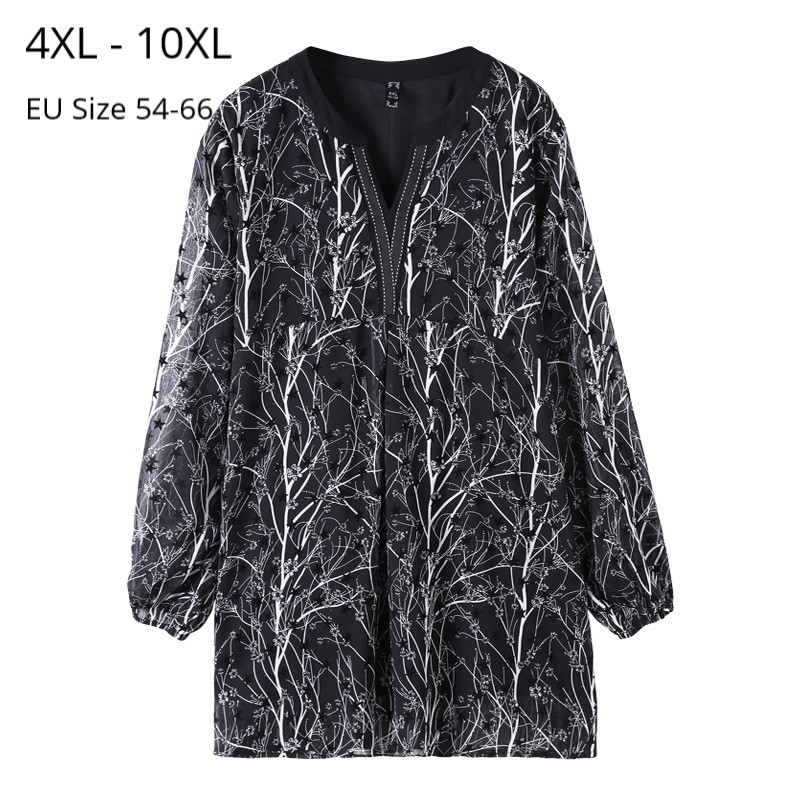 Plus Size 10XL 9XL 8XL 7XL 6XL Women Long Sleeves Blouse Print Chiffon V Neck Vintange Clothing Femme Elegant Tops For Mujer, Black
Plus Size 10XL 9XL 8XL 7XL 6XL Women Long Sleeves Blouse Print Chiffon V Neck Vintange Clothing Femme Elegant Tops For Mujer, Black