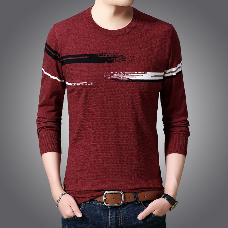 2020 Men's Spring New Model Jacquard round Neck Long-Sleeved Thin Sweater Youth Striped Bottoming Sweater, Black
2020 Men's Spring New Model Jacquard round Neck Long-Sleeved Thin Sweater Youth Striped Bottoming Sweater, Black