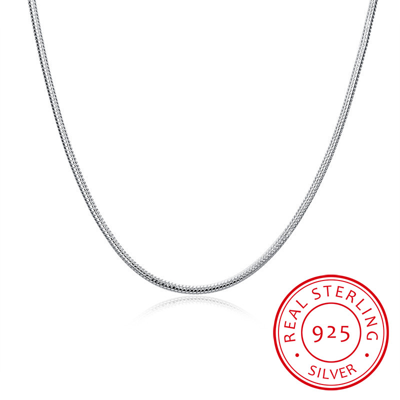 2mm 40-60cm Real Solid Pure 925 Sterling Silver Round Snake Chain Necklace Women Girls Men Jewelry 16"-24" Erkek Kolye Ketting
2mm 40-60cm Real Solid Pure 925 Sterling Silver Round Snake Chain Necklace Women Girls Men Jewelry 16"-24" Erkek Kolye Ketting