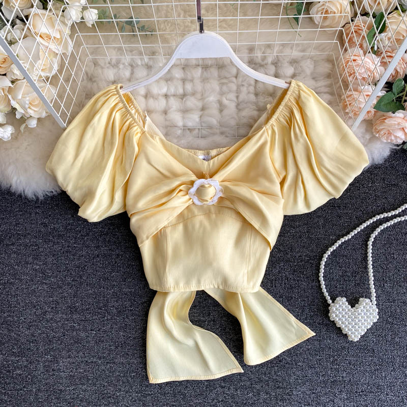 Women V-neck Short Sleeve Pleated Knotted High Waist Short Bow Shirt Tops Lady New Fashion Sexy Blouse Clothes N388, Green
Women V-neck Short Sleeve Pleated Knotted High Waist Short Bow Shirt Tops Lady New Fashion Sexy Blouse Clothes N388, Green