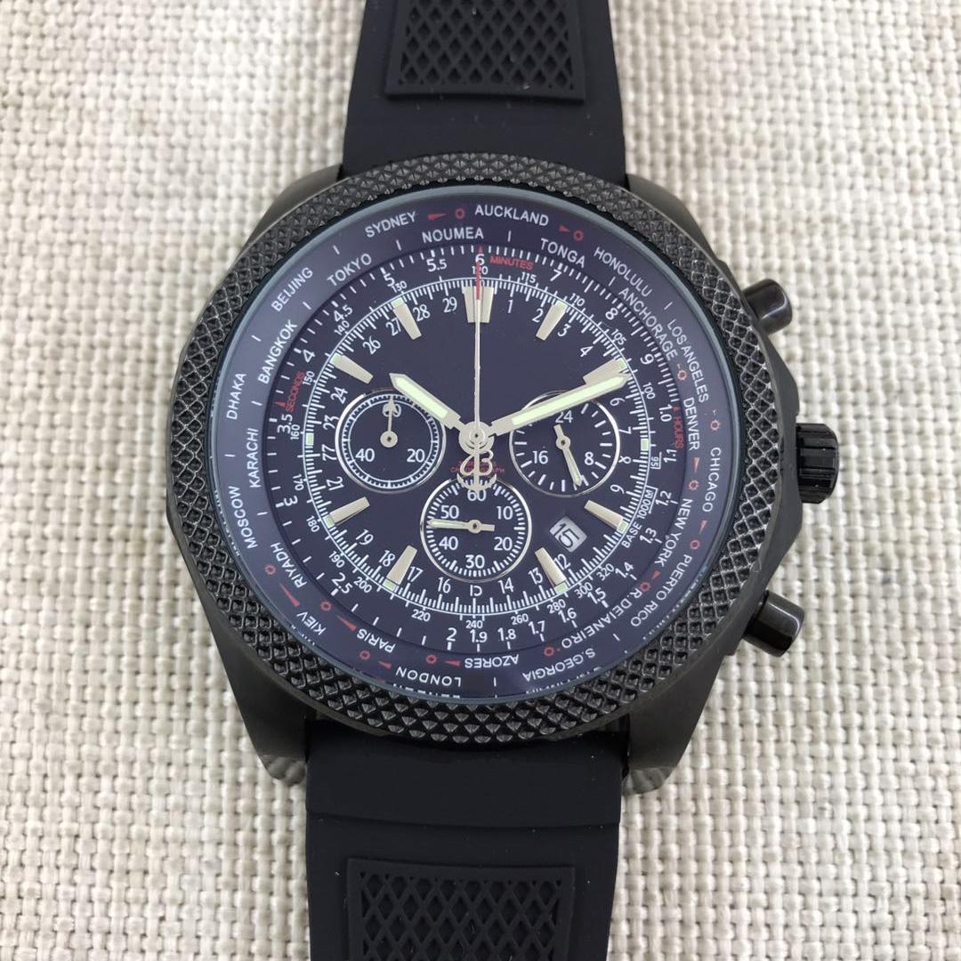 Luxury Large Dial Mens Bentey Movement All Black Quartz Movement Working Chrono Man Chronograph Rubber Belt Watches Wristwatch, Slivery;brown 
Luxury Large Dial Mens Bentey Movement All Black Quartz Movement Working Chrono Man Chronograph Rubber Belt Watches Wristwatch, Slivery;brown