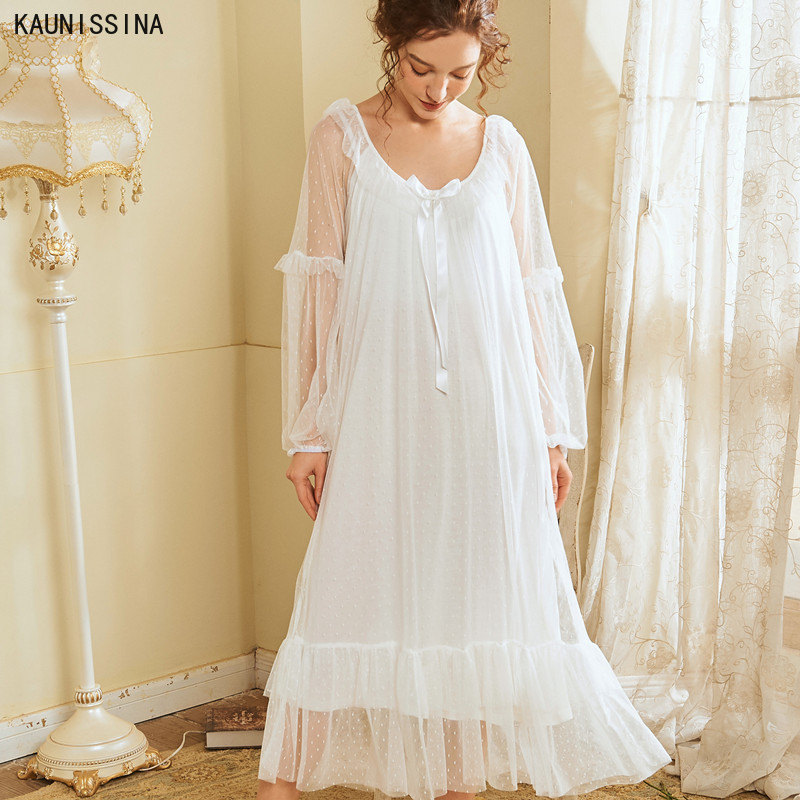 Nightgown Women Long Sleeve Nightdress Sleepwear Lace White Pink Dress Princess Lady Gown Vintage Nightgown Spring Autumn
Nightgown Women Long Sleeve Nightdress Sleepwear Lace White Pink Dress Princess Lady Gown Vintage Nightgown Spring Autumn