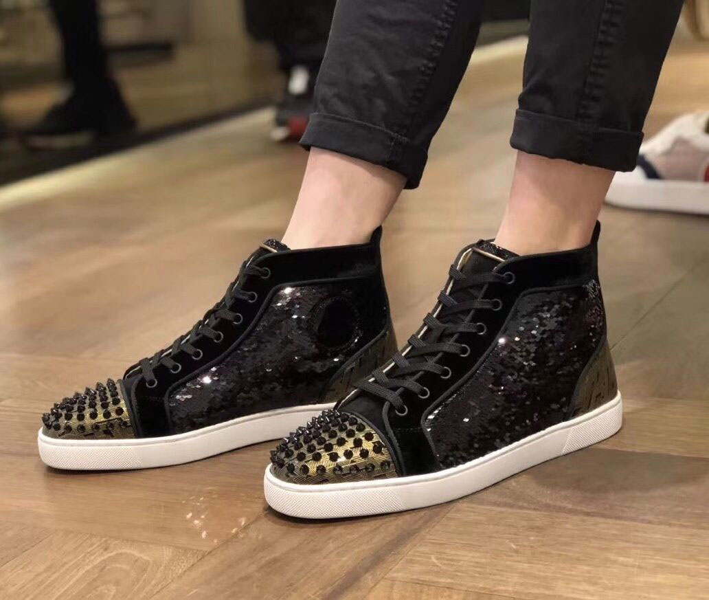Sequin Sneakers !! High Top Cheap Best Men's Designer Spikes Red Bottom Shoes Top Quality Men Casual Flat Outdoor Women Sports Shoes, Black
Sequin Sneakers !! High Top Cheap Best Men's Designer Spikes Red Bottom Shoes Top Quality Men Casual Flat Outdoor Women Sports Shoes, Black