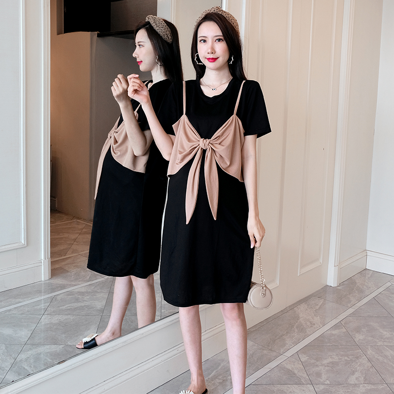 9008# Maternity Dress Summer Cotton O Neck Fasle two pieces Short Sleeve Loose Stylish Dress for Pregnant Women Mom, Black
9008# Maternity Dress Summer Cotton O Neck Fasle two pieces Short Sleeve Loose Stylish Dress for Pregnant Women Mom, Black