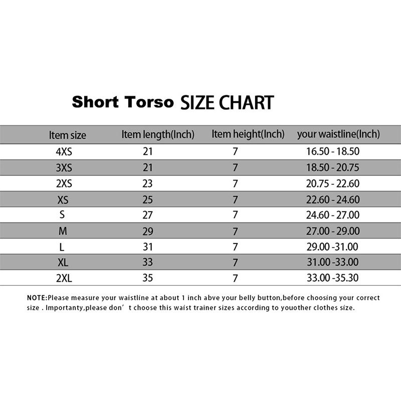 Slimming Belt Short Torso 7 Inches Height Waist Trainer Latex 25 Steel Bones Tummy Control Body Shaper for Small Body Women