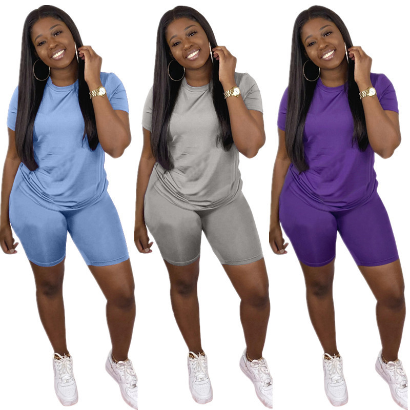 2020 Summer Women' Suit European and American Hot Style Model Round Neck Solid-color Fashion Casual Fashion, Silver
2020 Summer Women' Suit European and American Hot Style Model Round Neck Solid-color Fashion Casual Fashion, Silver