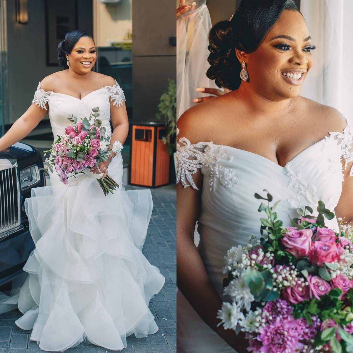 Arabic Aso Ebi Wedding Dresses Plus Size Off Shoulder Lace Applique Bridal Gowns Ruffles Elegant Tulle robes de mariée