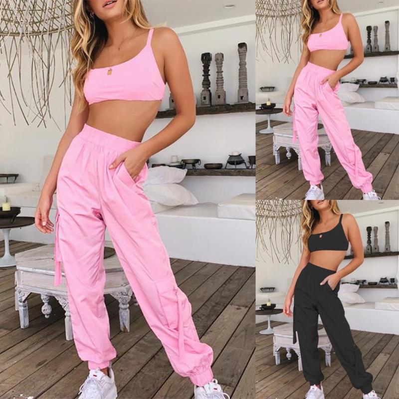 Fashion Women Sports Solid Color Camisole Two-Piece High Waist Pants Casual Suit Spring Workout Set Femme Gym Clothes ropa mujer, Black
Fashion Women Sports Solid Color Camisole Two-Piece High Waist Pants Casual Suit Spring Workout Set Femme Gym Clothes ropa mujer, Black