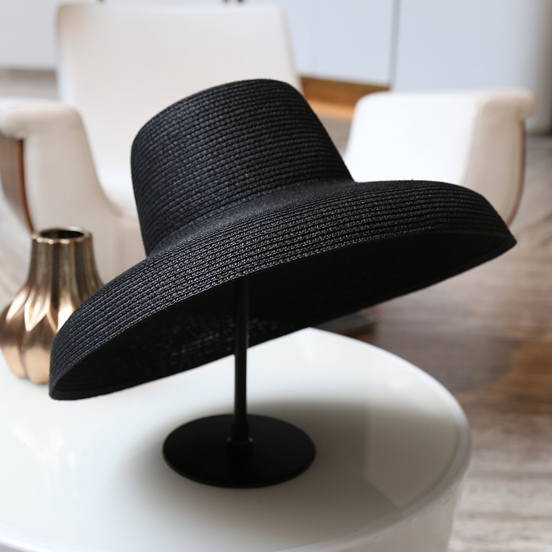 Audrey Hepburn straw hat sunken modelling tool bell-shaped big brim hat vintage high pretend bility tourist beach atmosphere Y200716