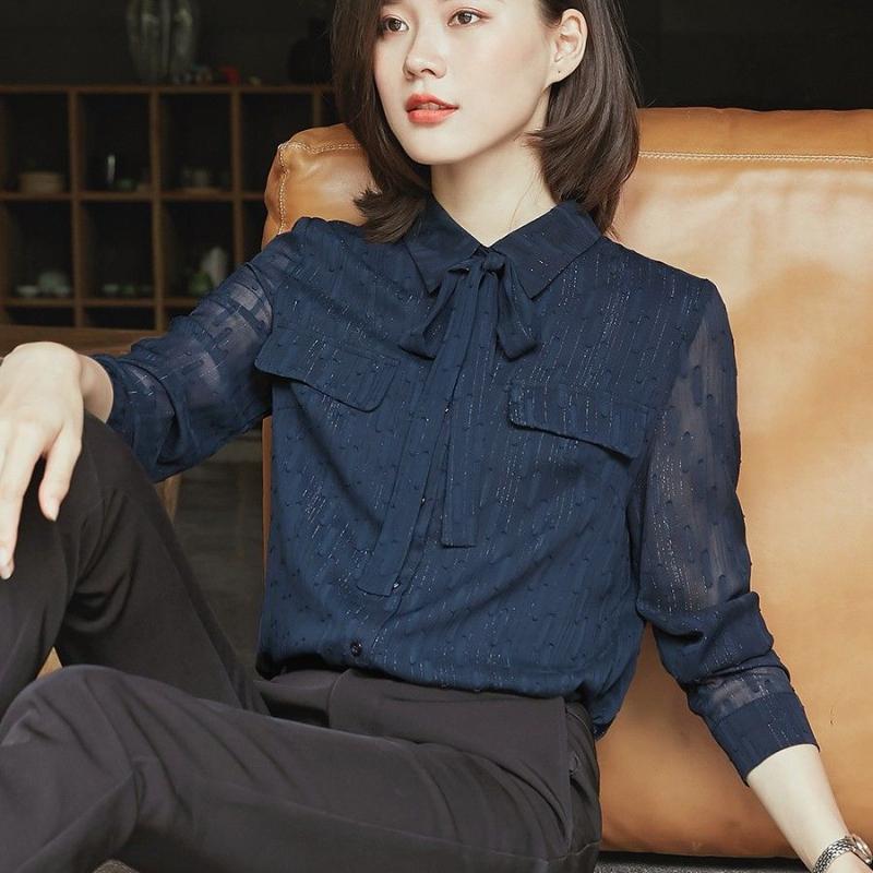 2020 Spring Chiffon Blouse New Women Tops Long Sleeve Work Wear Shirts Elegant Lady Casual Bow Blouses Women' Blusas K199, Zang qin se 
2020 Spring Chiffon Blouse New Women Tops Long Sleeve Work Wear Shirts Elegant Lady Casual Bow Blouses Women' Blusas K199, Zang qin se