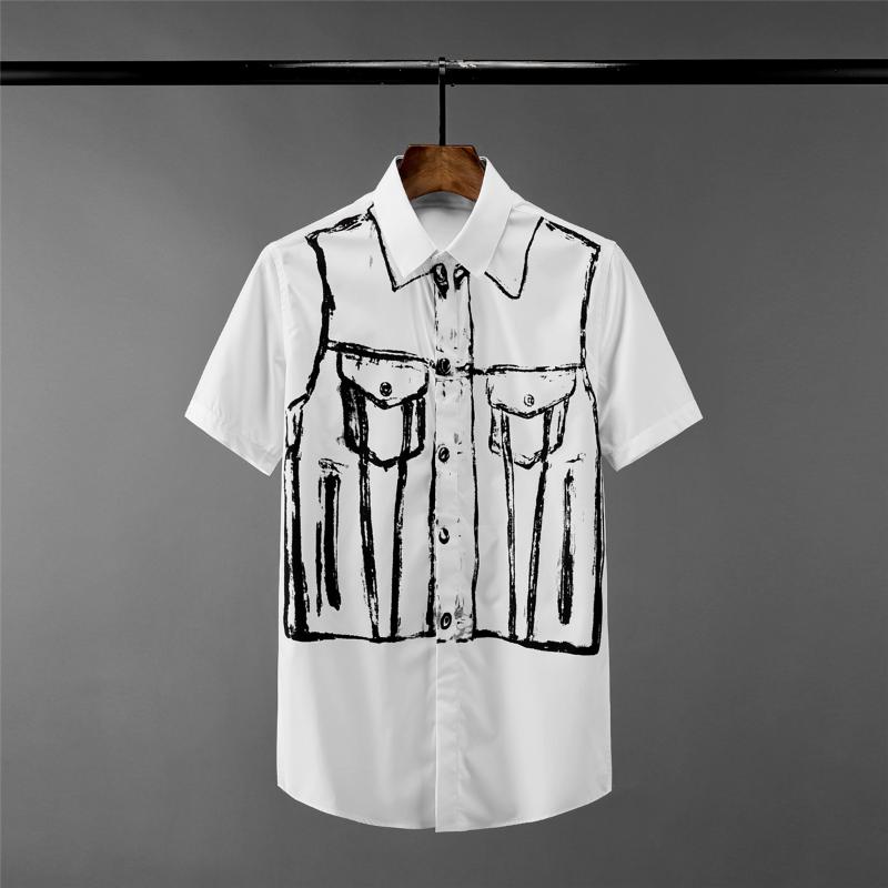 New Short Sleeve Mens Shirts Luxury Printed Mens Dress Shirts High Quality Slim Fit Male Fashion Casual Man, White
New Short Sleeve Mens Shirts Luxury Printed Mens Dress Shirts High Quality Slim Fit Male Fashion Casual Man, White