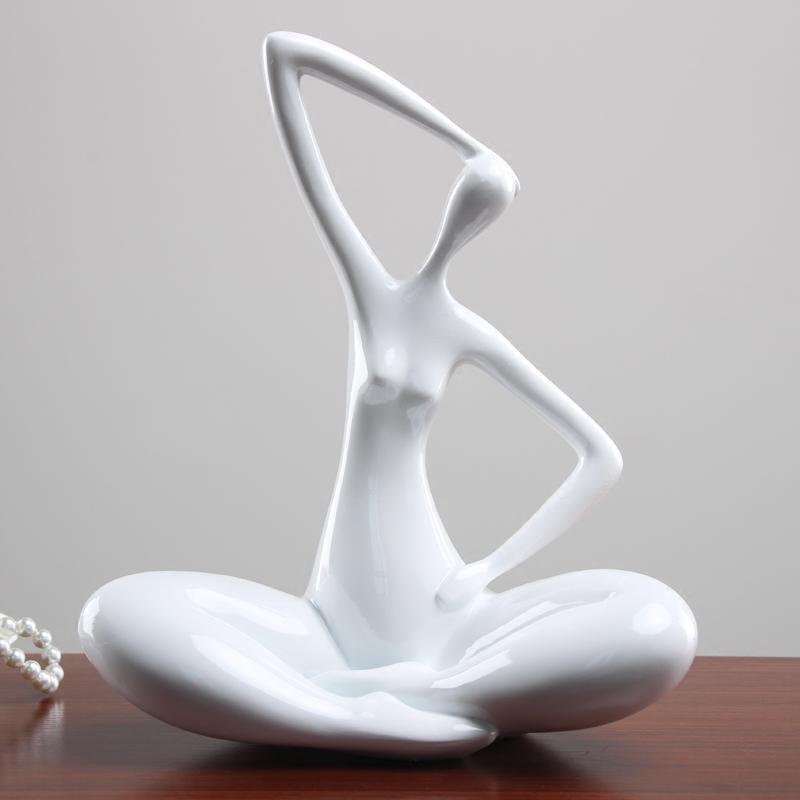 Resin Crafts Home decoration Abstract Yoga girl character ornaments sculpture Creative Living room bedroom bookcase accessories T200710