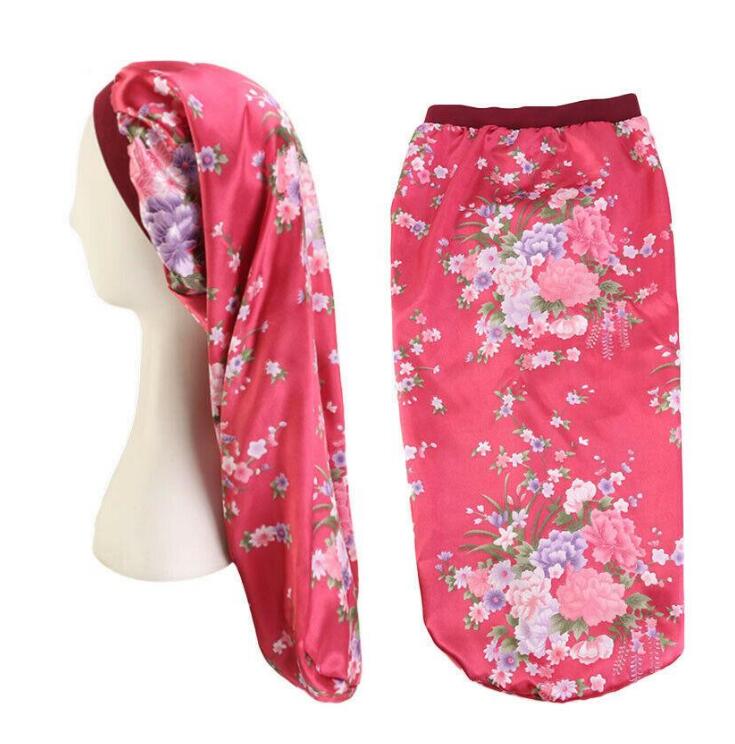 Long Hair Sock Cap Sleep Hat Wrap Night Cap Hair Care Bonnet Nightcap Women Wide Band Elastic Satin Hat Headcover Baggy Protect GD445