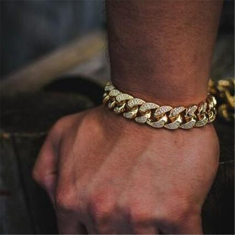 2020 Luxurious Unisex Fashion Silver Gold Curb Chain Bracelet Stainless Steel Bracelet Charm Wedding Chain Men Heavy Jewelry