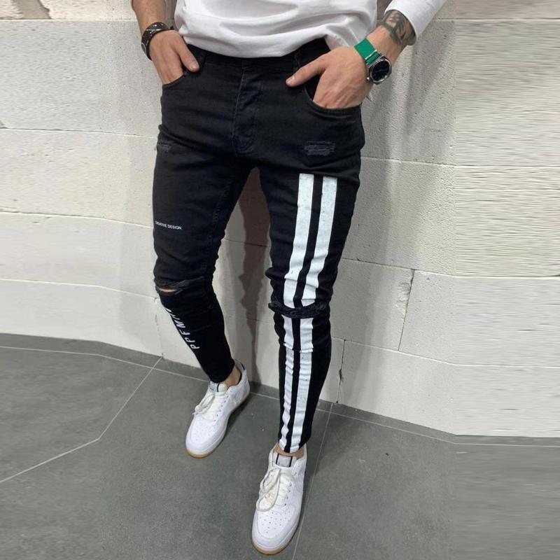 Jeans menStriped Zipper Denim Hole Vintage Hip Hop Work Trousers Jeans Pants ropa de hombre 2020 
Jeans menStriped Zipper Denim Hole Vintage Hip Hop Work Trousers Jeans Pants ropa de hombre 2020