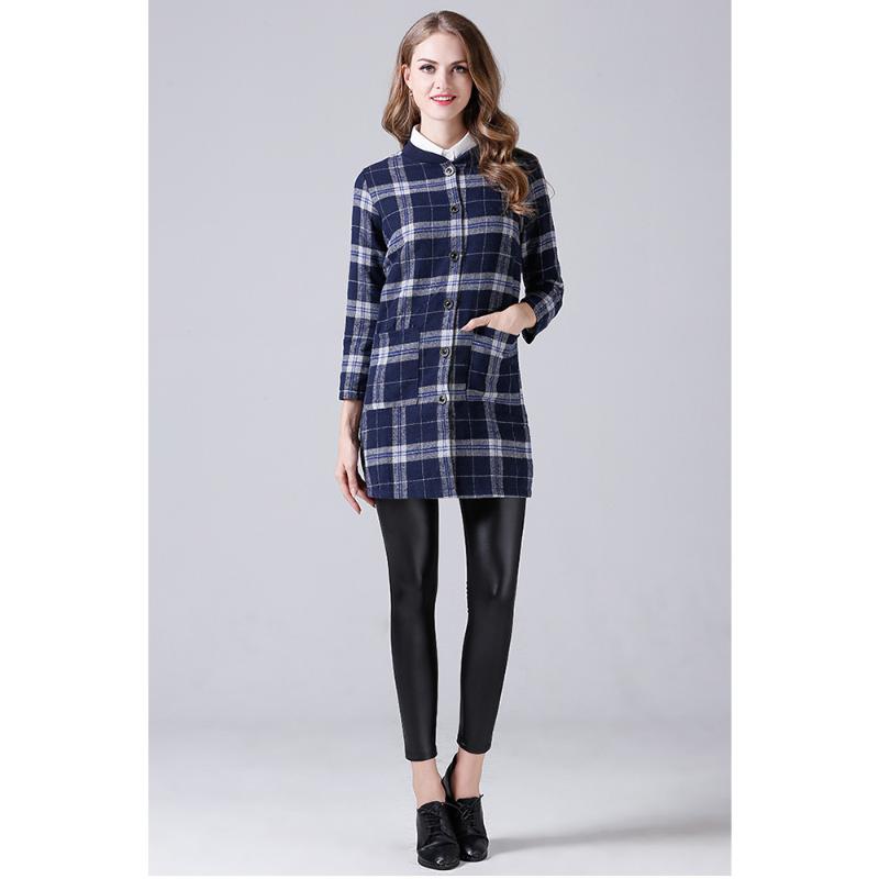 Women Causal Long Sleeve Checks Slim Pockets Buttons Woolen Coat Ladies Spring Autumn Long Outerwear MT4359, Blue
Women Causal Long Sleeve Checks Slim Pockets Buttons Woolen Coat Ladies Spring Autumn Long Outerwear MT4359, Blue