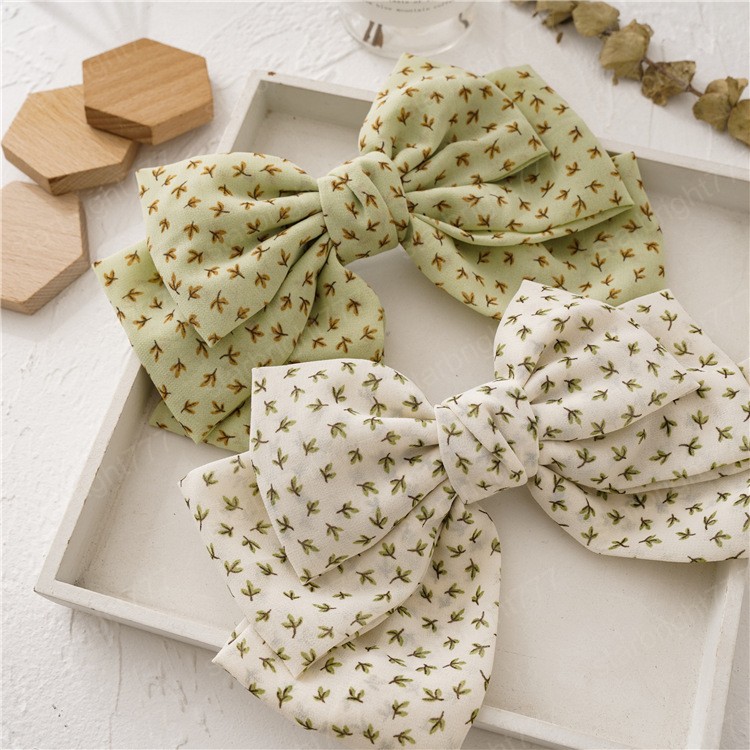 Girls Big Bows Hair Clip Women Leaves Chiffon Bowknot Barrette Boutique Children Floral Hair Accessories Kids 3 layers Bows Hairpin