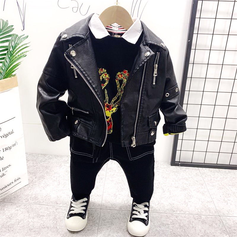 Autumn winter boys PU Leather coat+knitted sweater+jeans 3pcs boys sets clothing sets Children clothing set tracksuit, 3pcs set
Autumn winter boys PU Leather coat+knitted sweater+jeans 3pcs boys sets clothing sets Children clothing set tracksuit, 3pcs set