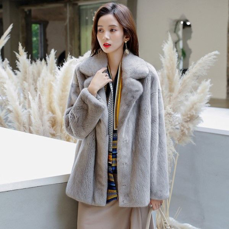 ALABIFU Fashion Faux Fur Coat Autumn Winter Women Korean Overcoat Warm Slim Faux Mink Fur pocket winter coat women Fur Jacket T200507