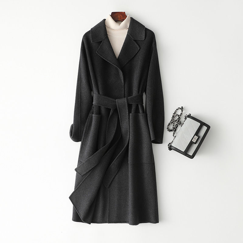 2020 Korea Women Winter Long Cashmere Coat Slim Waist Elegant Overcoat with Waistbelt Pocket Loose Outerwear Jacket L107, Black
2020 Korea Women Winter Long Cashmere Coat Slim Waist Elegant Overcoat with Waistbelt Pocket Loose Outerwear Jacket L107, Black