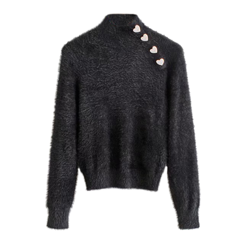 Women Fashion Soft Knitted Sweaters Beading Button Decorate Long Sleeve Stretchy Slim Pullovers FFZSY504, Black
Women Fashion Soft Knitted Sweaters Beading Button Decorate Long Sleeve Stretchy Slim Pullovers FFZSY504, Black