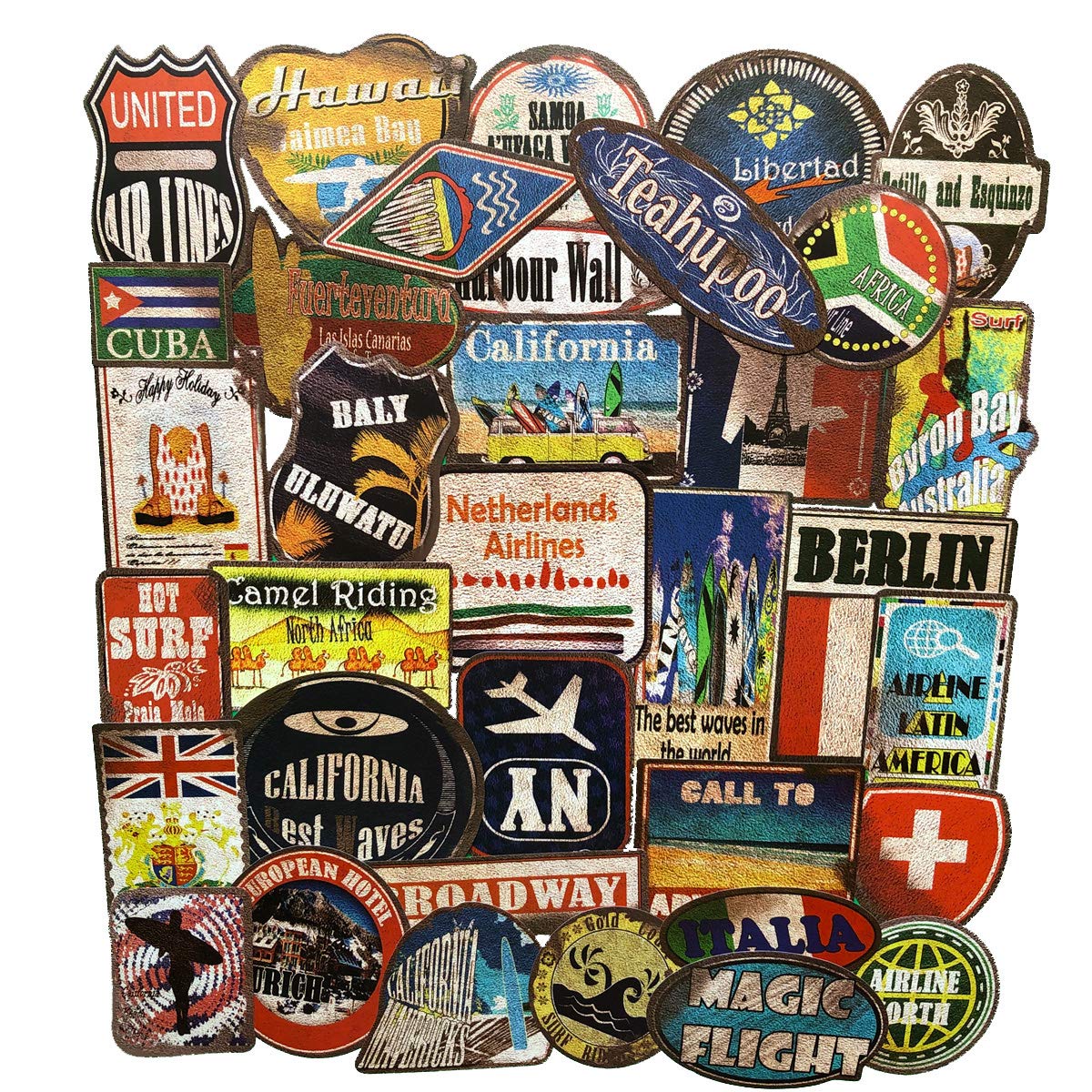 36Pcs Vintage Travel Beach Vocation Tourism Stickers Pack Non-random Car Bike Luggage Sticker Laptop Skateboard Motor Water Bottle Decal, Multi-color
36Pcs Vintage Travel Beach Vocation Tourism Stickers Pack Non-random Car Bike Luggage Sticker Laptop Skateboard Motor Water Bottle Decal, Multi-color