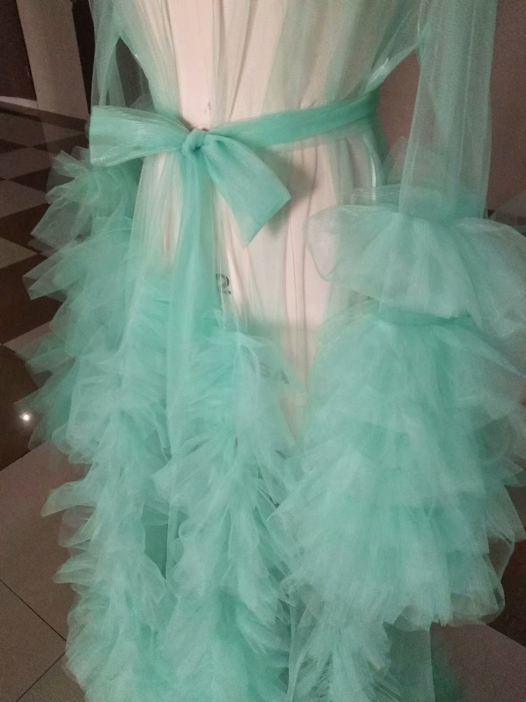 wedding night gowns sexy see through long sleeve ribbon sash robes night wear for women custom made women pajamas sleepwear