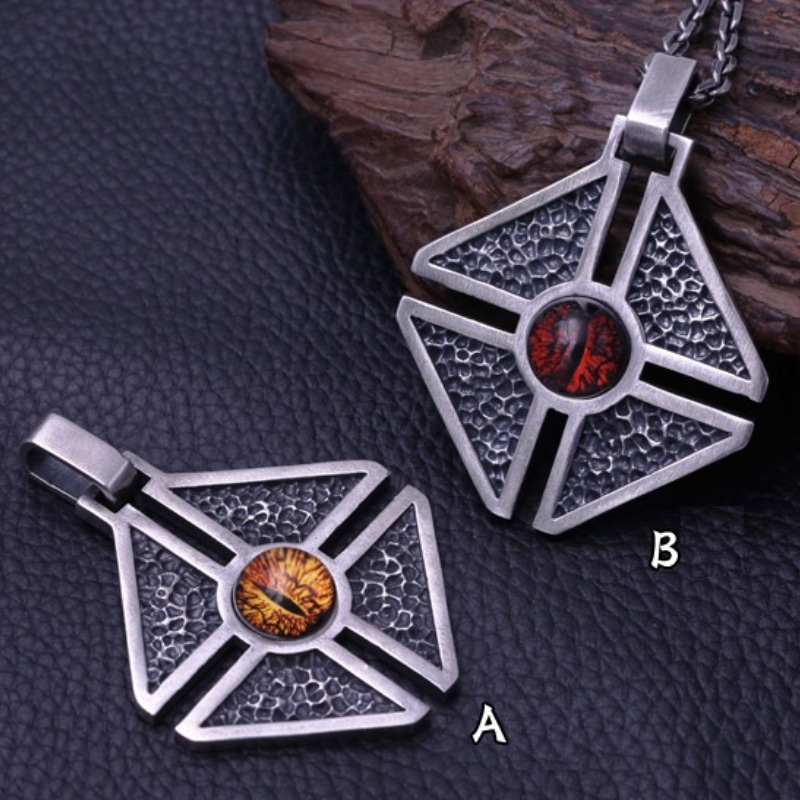 Punk style 925 sterling silver handmade designer jewelry antique silver American European Sauron's eyes necklace pendants eyes of the devil