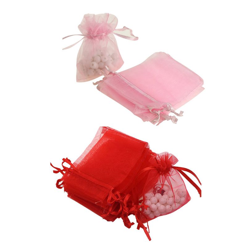 100pcs Organza Gift Bags Jewelry Packaging Bag Wedding Party Decoration Christmas Valentine's Day Candy Chocolate Gift Bags