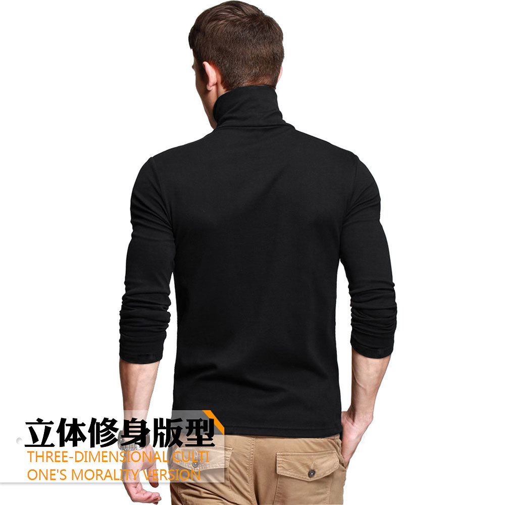 2020 New Men fashion t shirt tees Slim Tops Male stretch t-shirt turtleneck long sleeve Tee Shirts High collar Men's cotton Tees CX200711