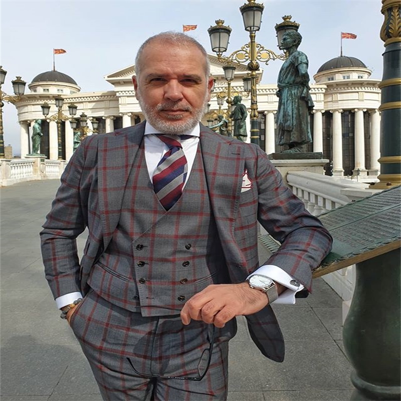3piece handsome plaid wedding suits fit slim peaked lapel blazer custom made suits tuxedos party formal business suits