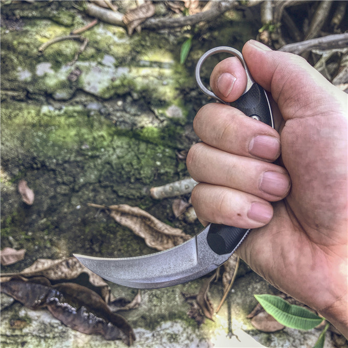 2020 New Karambit Tactical knives 440C White/Black Stone Wash Full Tang G10 Handle Fixed Blade Claw Knife With Kydex