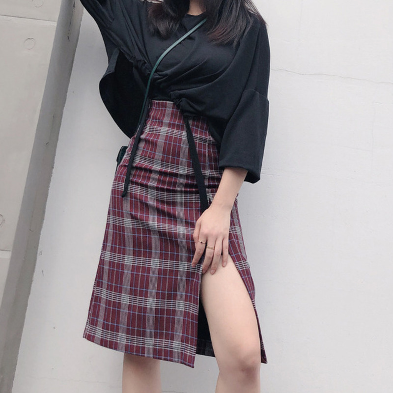 New Women Vintage High Slit Wine Red Plaid Skirt Spring A-Line Mid Long Package Hip Skirt Slim Casual Skirts Shorts Plus Size, Burgundy
New Women Vintage High Slit Wine Red Plaid Skirt Spring A-Line Mid Long Package Hip Skirt Slim Casual Skirts Shorts Plus Size, Burgundy