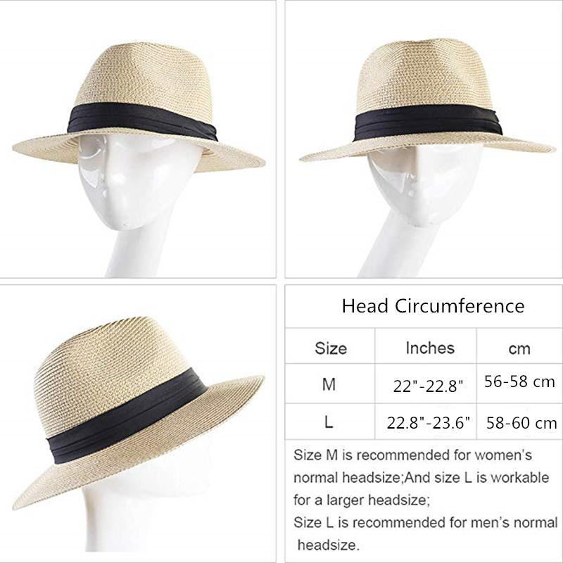 Summer Hat for Women Men Panama Straw Beach Hats Fedora UV Sun Protection Capchapeau femme T200715