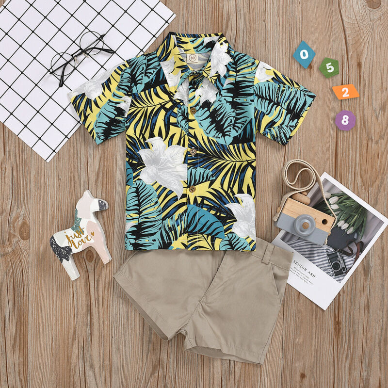 1-5Years Kids Baby Boy Tops T-Shirt Shorts Pants Holiday Outfits Clothes, Gray