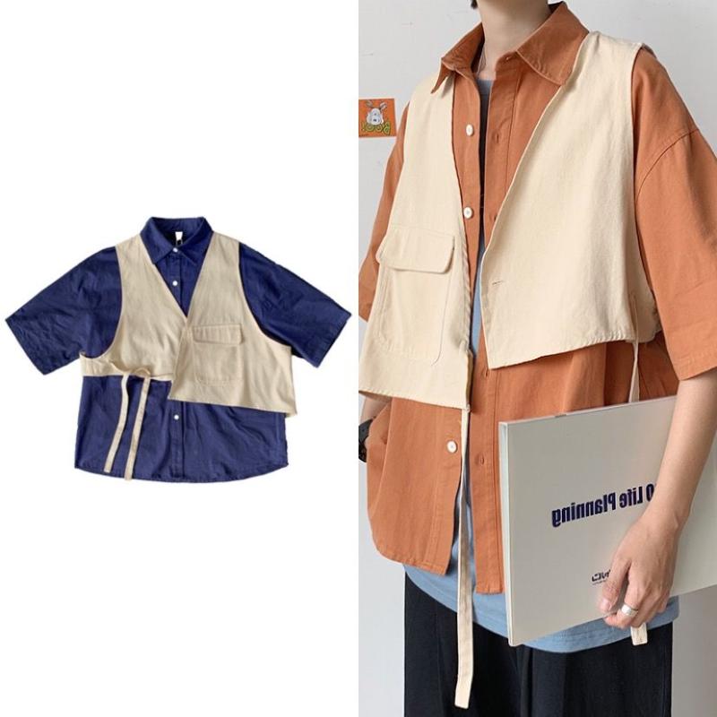 2020 Summer Men's Two Piece Casual Short-sleeved Hawaiian Cargo Shirt Cotton Leisure Camisa Masculina Fashion Streetwear Shirts, Blue
2020 Summer Men's Two Piece Casual Short-sleeved Hawaiian Cargo Shirt Cotton Leisure Camisa Masculina Fashion Streetwear Shirts, Blue