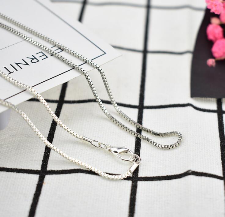 Venice Chain Men women Necklace silvery White K rose gold K gold 1.4MM Box Chain Necklace 16"/18"/20" for Pendants