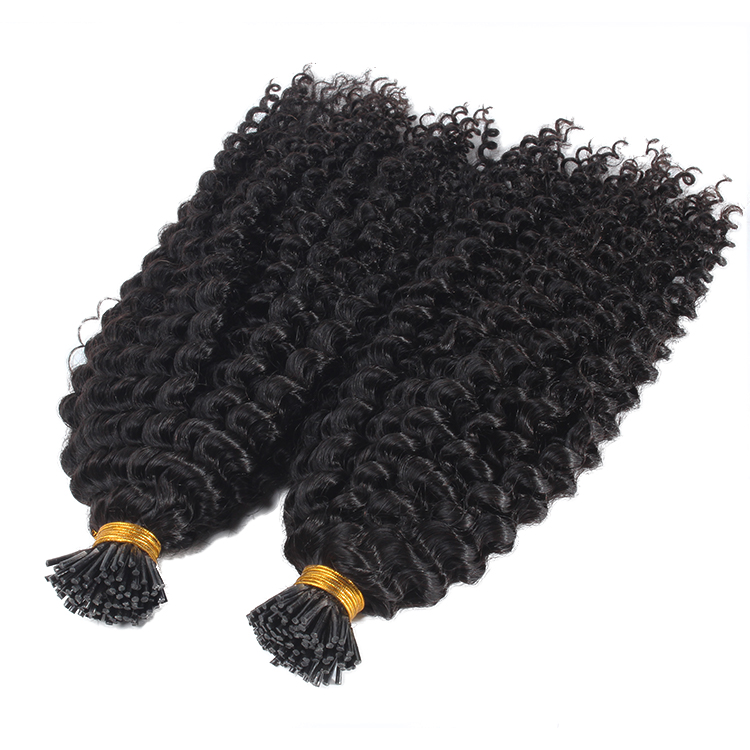 Curly I Tip Hair Extensions, Pre Bonded 100% Keratin Stick Kinky Curly Microlink Beads Hair Extension for Black Women 100g