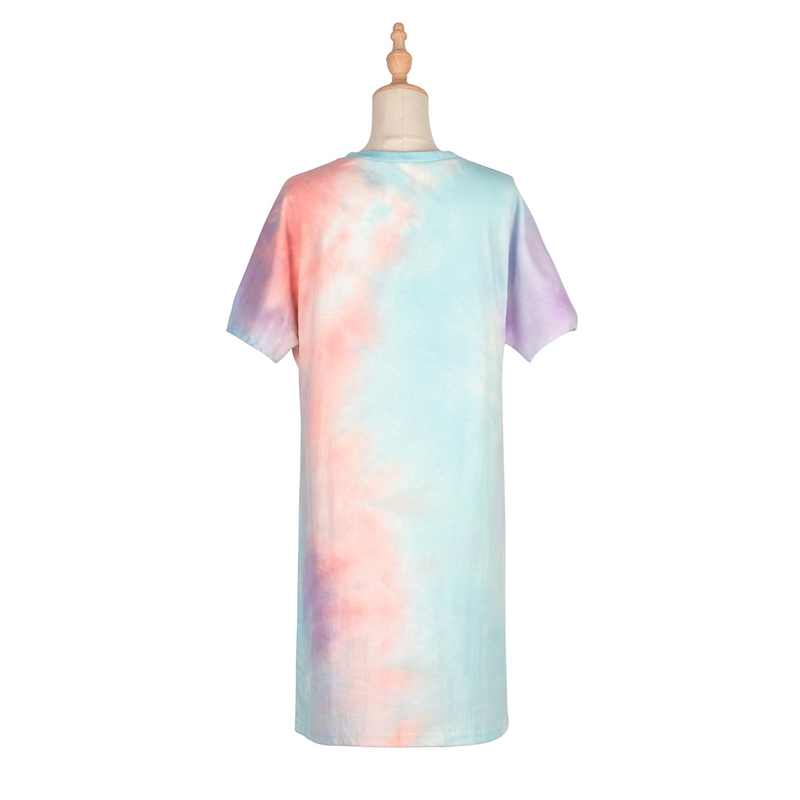 Women Mini Dresses Gradient T Shirt Skirt Short Sleeve Casual Dress Summer Fashion